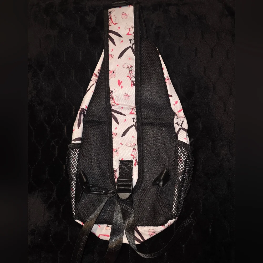 Hazbin Hotel Angel Dust Sling‎ Bookbag Backpack Crossbody Pink/White Fanmade